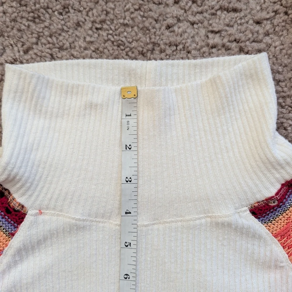 Free People Ivory Prism Ribbed Knit Sleeve Mock Neck Sweater Size XS